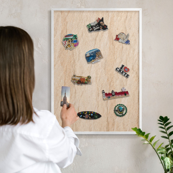 Tablero magnético de pared para imanes con marco blanco Elegancia natural