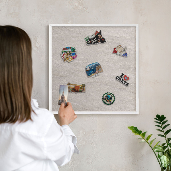 Tablero magnético de pared para imanes con marco blanco Elegancia delicada
