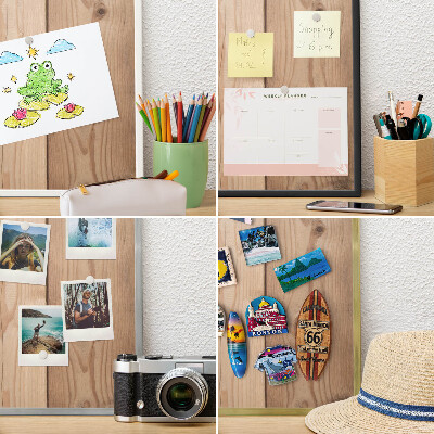 Tablero magnético metálico para souvenirs en color blanco Textura de madera