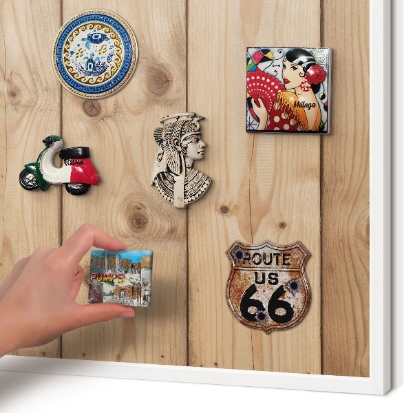 Tablero magnético metálico para souvenirs en color blanco Textura de madera