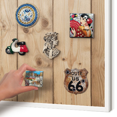 Tablero magnético metálico para souvenirs en color blanco Textura de madera