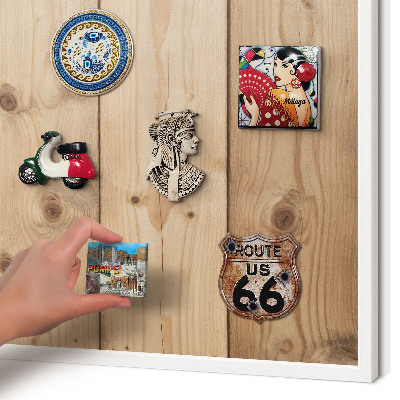 Tablero magnético metálico para souvenirs en color blanco Textura de madera