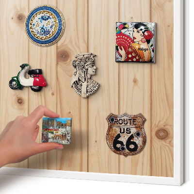 Tablero magnético de pared para imanes con marco blanco Patrón de madera