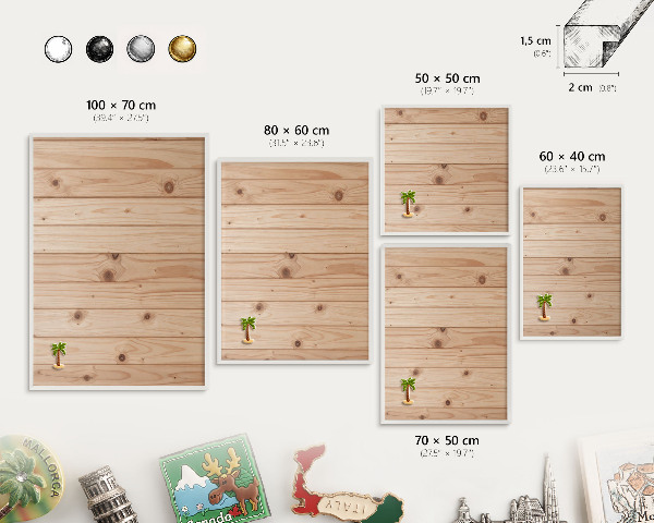 Tablero magnético de pared para imanes con marco blanco Patrón de madera