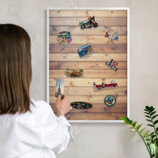 Tablero magnético metálico para souvenirs en color blanco Tablas de madera