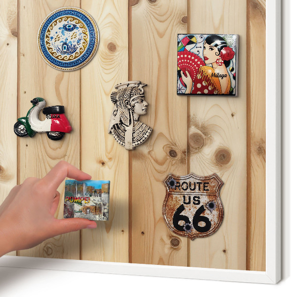Tablero magnético de pared para imanes con marco blanco Tablas de madera