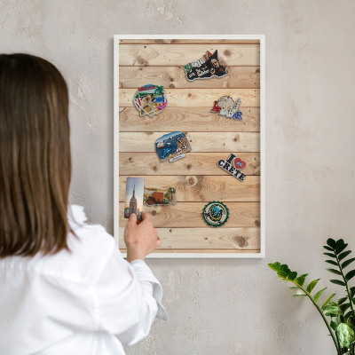 Tablero magnético de pared para imanes con marco blanco Tablas de madera
