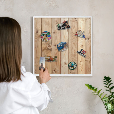 Tablero magnético de pared para imanes con marco blanco Tablas de madera