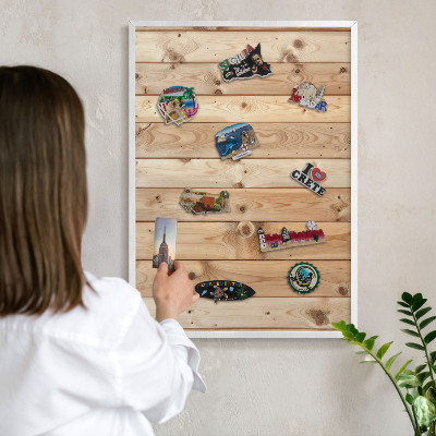 Tablero magnético de pared para imanes con marco blanco Tablas de madera