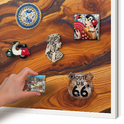 Tablero magnético metálico para souvenirs en color blanco Anillos de madera