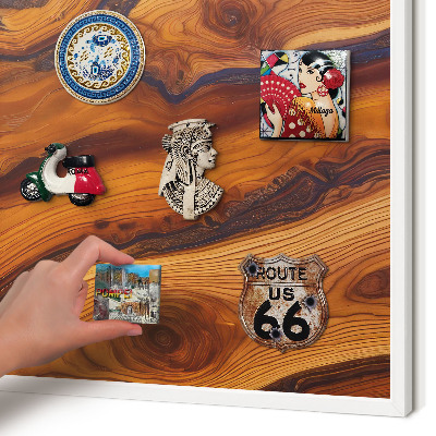 Tablero magnético metálico para souvenirs en color blanco Anillos de madera