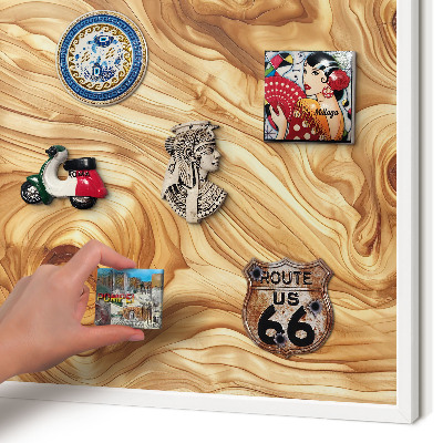 Tablero magnético de pared para imanes con marco blanco Textura de madera