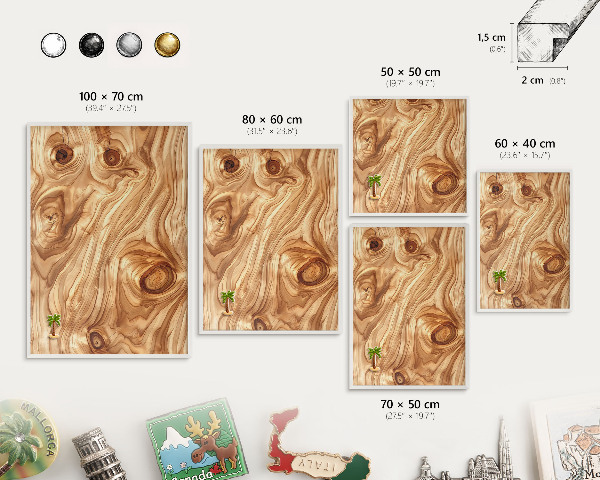 Tablero magnético de pared para imanes con marco blanco Textura de madera