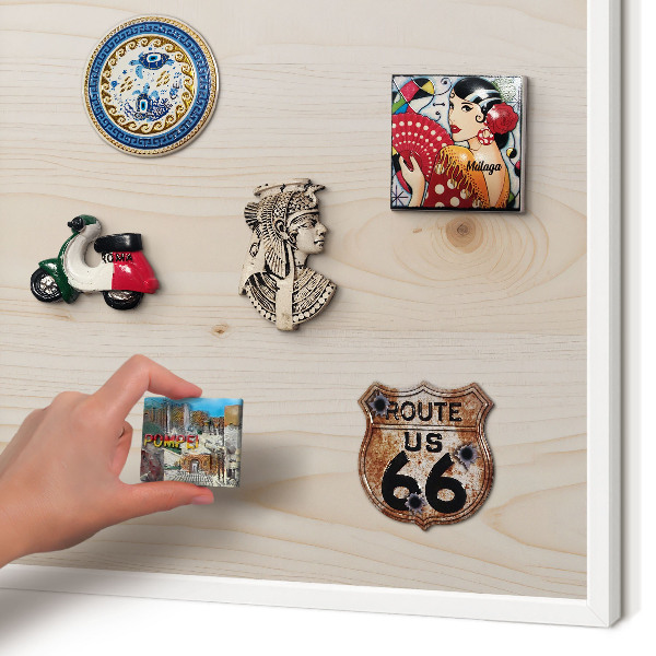 Tablero magnético metálico para souvenirs en color blanco Patrón de madera