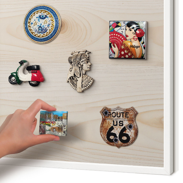 Tablero magnético metálico para souvenirs en color blanco Patrón de madera