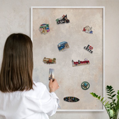 Tablero magnético de pared para imanes con marco blanco Fondo neutro