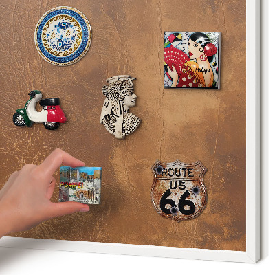 Tablero magnético de pared para imanes con marco blanco Textura marrón