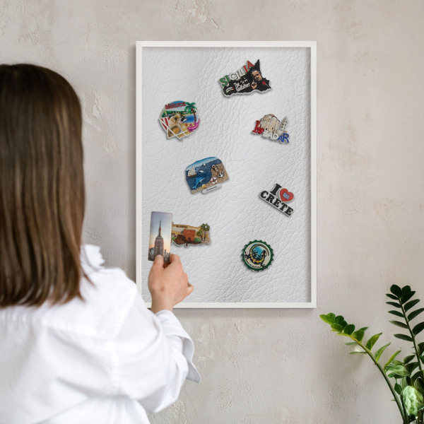 Tablero magnético metálico para souvenirs en color blanco Textura elegante