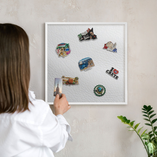 Tablero magnético metálico para souvenirs en color blanco Textura elegante
