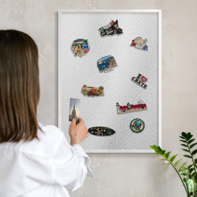 Tablero magnético metálico para souvenirs en color blanco Textura elegante