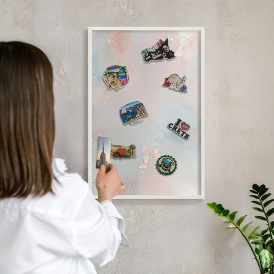 Tablero magnético de pared para imanes con marco blanco Armonía pastel