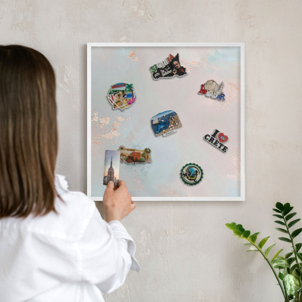 Tablero magnético de pared para imanes con marco blanco Armonía pastel