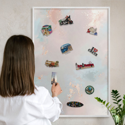 Tablero magnético de pared para imanes con marco blanco Armonía pastel