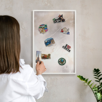 Tablero magnético metálico para souvenirs en color blanco Suave ligereza