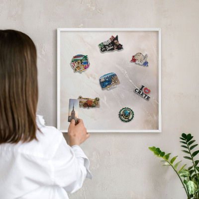 Tablero magnético metálico para souvenirs en color blanco Suave ligereza