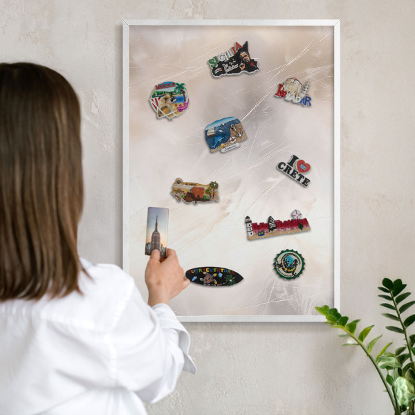 Tablero magnético metálico para souvenirs en color blanco Suave ligereza