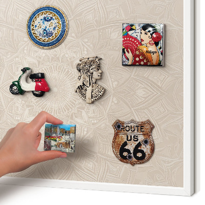 Tablero magnético de pared para imanes con marco blanco Mandala decorativo