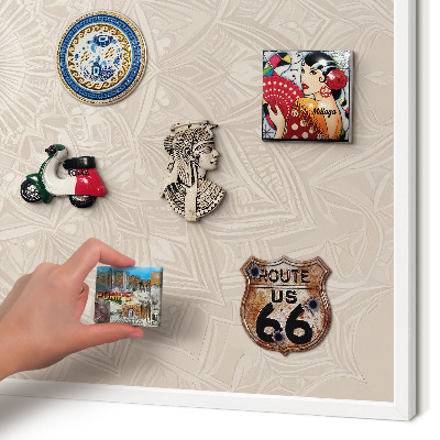 Tablero magnético de pared para imanes con marco blanco Mandala decorativo