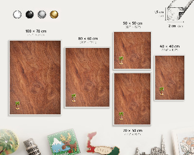 Tablero magnético de pared para imanes con marco blanco Veta de madera