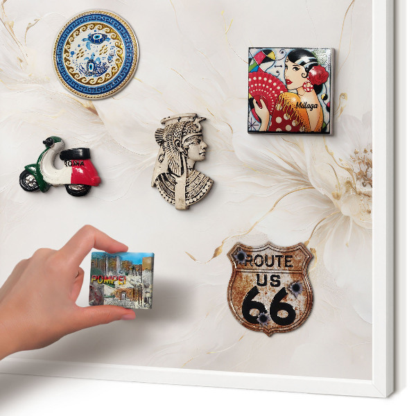 Tablero magnético metálico para souvenirs en color blanco Elegancia floral