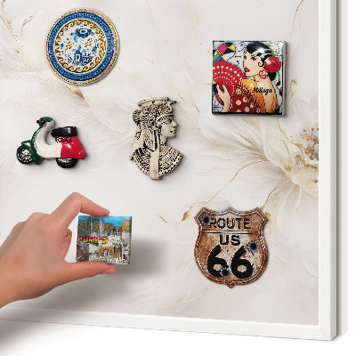 Tablero magnético metálico para souvenirs en color blanco Elegancia floral