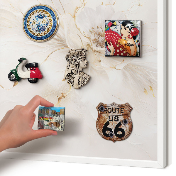 Tablero magnético metálico para souvenirs en color blanco Elegancia floral