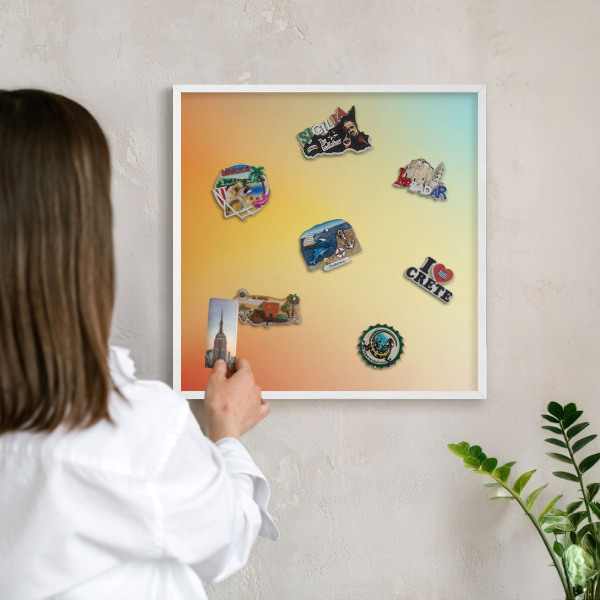 Tablero magnético metálico para souvenirs en color blanco Transición de color