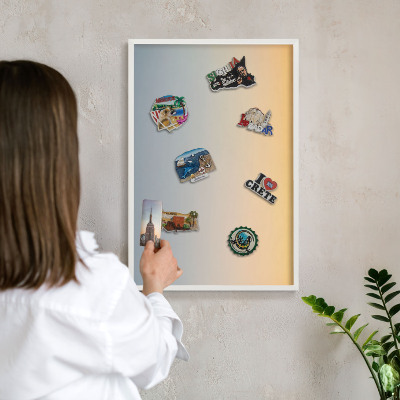 Tablero magnético de pared para imanes con marco blanco Degradado pastel