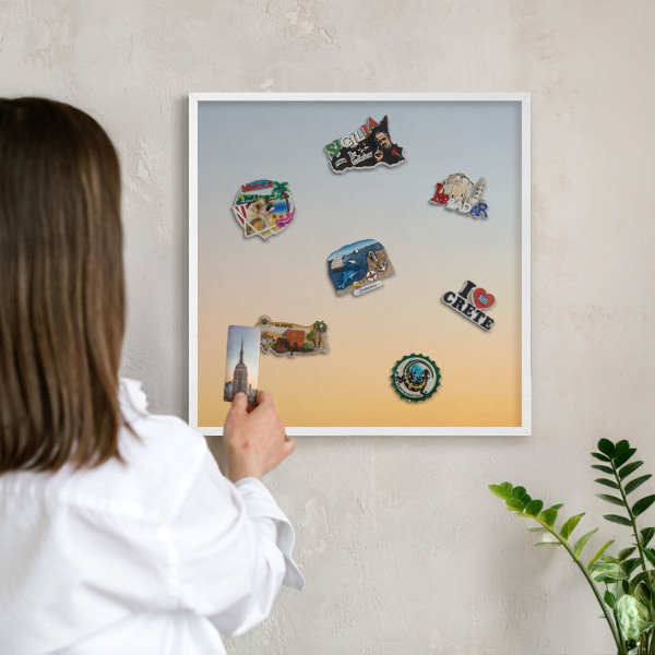 Tablero magnético de pared para imanes con marco blanco Degradado pastel