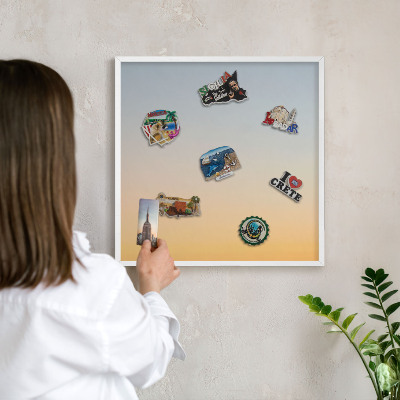 Tablero magnético de pared para imanes con marco blanco Degradado pastel