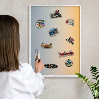 Tablero magnético de pared para imanes con marco blanco Degradado pastel