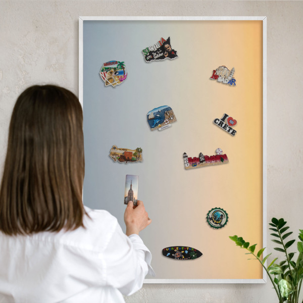 Tablero magnético de pared para imanes con marco blanco Degradado pastel
