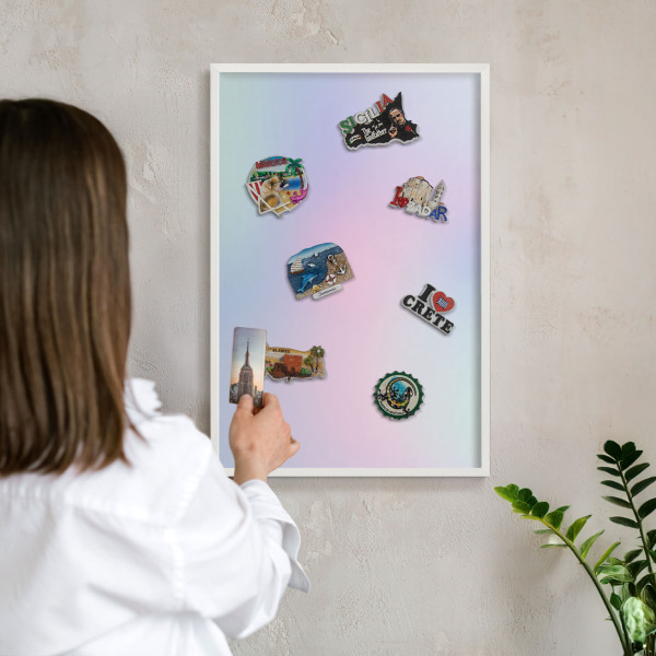 Tablero magnético de pared para imanes con marco blanco Degradado pastel