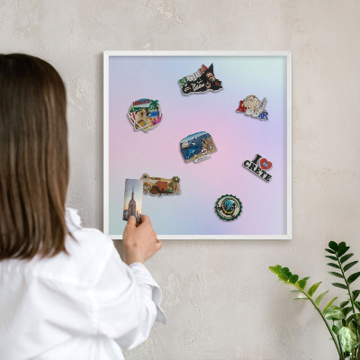 Tablero magnético de pared para imanes con marco blanco Degradado pastel