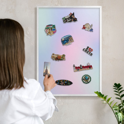 Tablero magnético de pared para imanes con marco blanco Degradado pastel