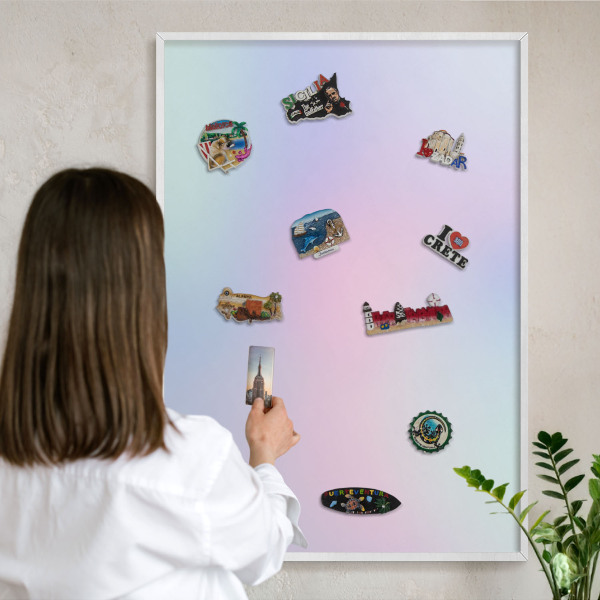 Tablero magnético de pared para imanes con marco blanco Degradado pastel