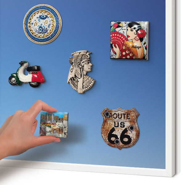 Tablero magnético metálico para souvenirs en color blanco Degradados azules