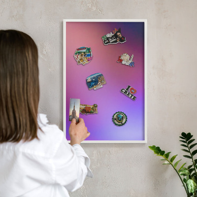 Tablero magnético metálico para souvenirs en color blanco Colores de armonía