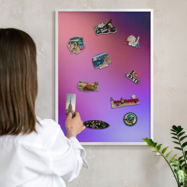 Tablero magnético metálico para souvenirs en color blanco Colores de armonía