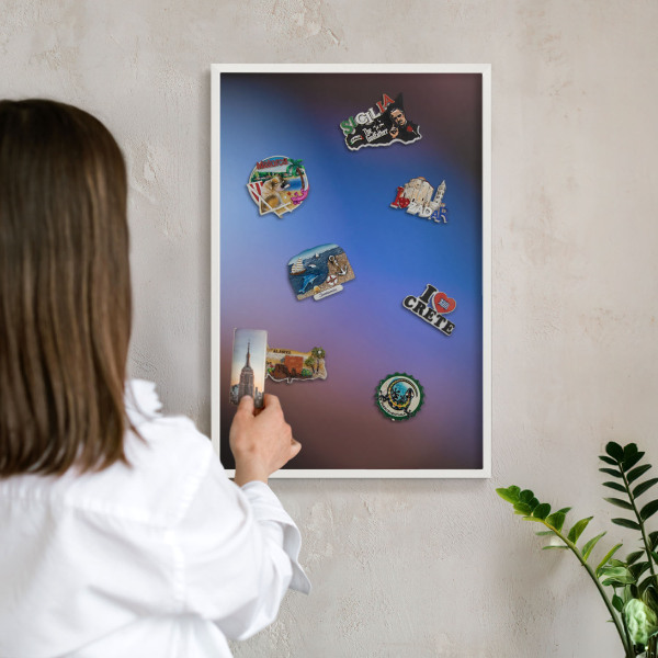 Tablero magnético de pared para imanes con marco blanco Colores del equilibrio